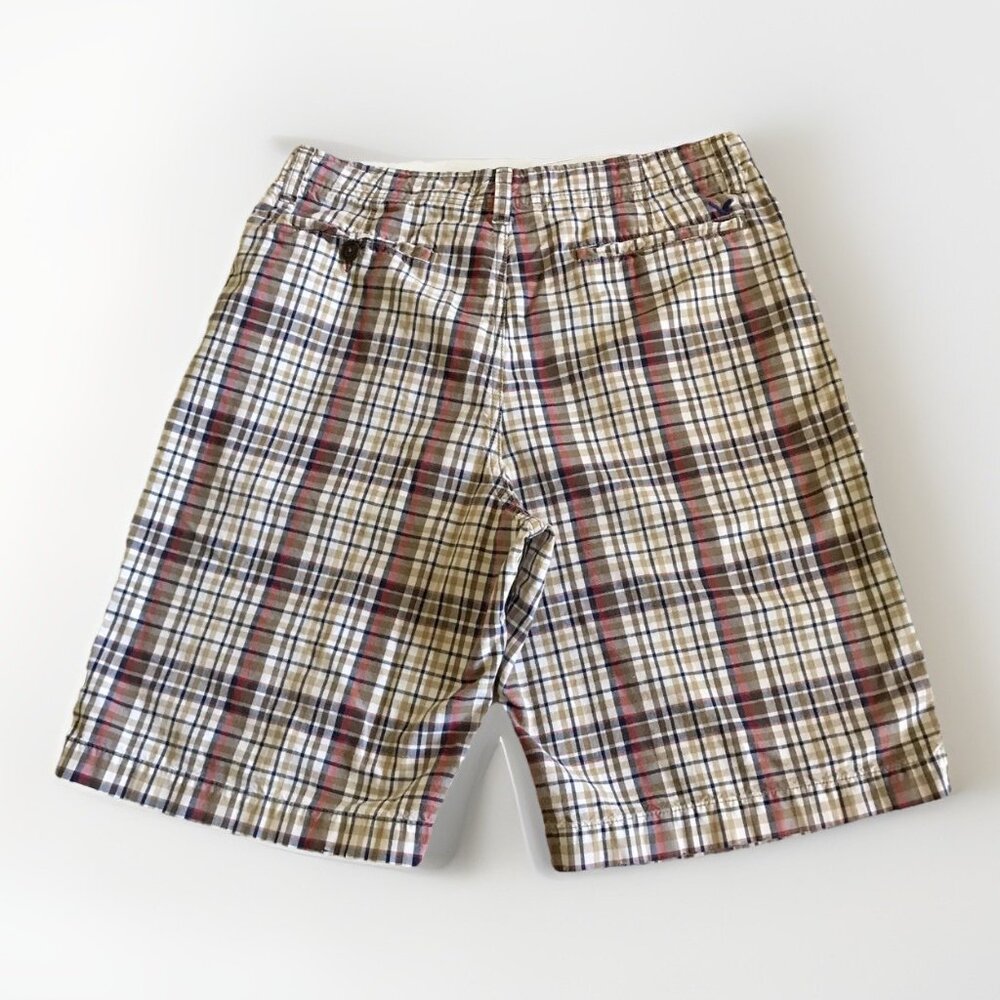 American Eagle Plaid Shorts Men's 34 11”‎ Inseam Tan Blue - Picture 2 of 6